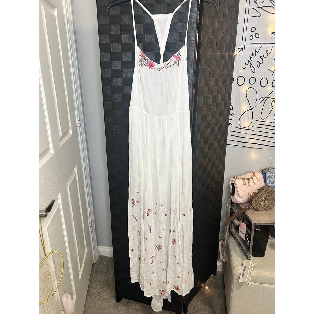 RAGA Maxi Dress with Pink Floral Embroidery